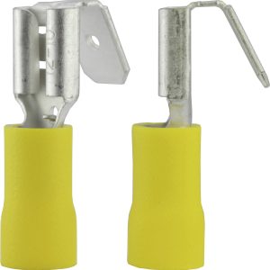Konektor żeński, dodatkowa izolacja PCW, rozgałęzienie, 6.3×0.8 mm, 1.5-2.5 mm2, żółty Konektor żeński, dodatkowa izolacja PCW, rozgałęzienie, 6.3×0.8 mm, 1.5-2.5 mm2, żółty