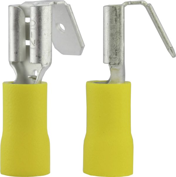 Konektor żeński, dodatkowa izolacja PCW, rozgałęzienie, 6.3×0.8 mm, 1.5-2.5 mm2, żółty