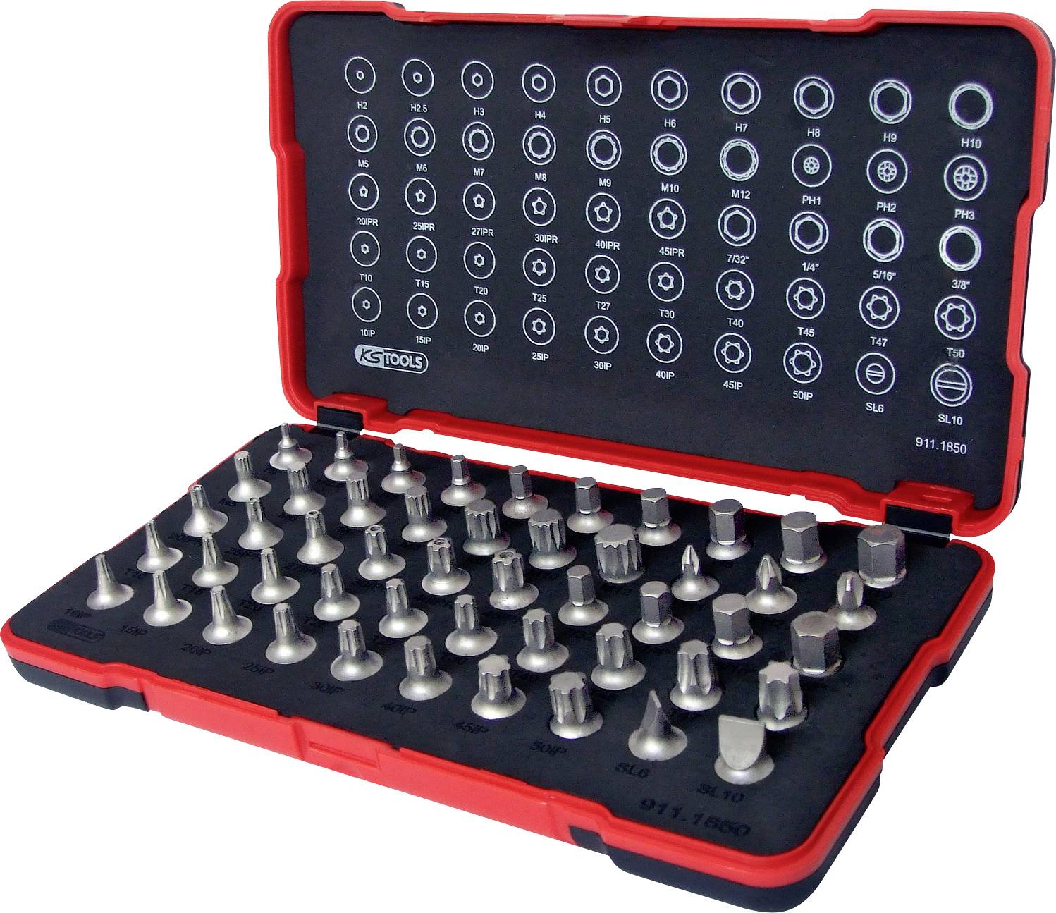 Bity KS Tools 1/4" Bit-Stecknuss-Satz, extra kurz, 50-tlg 911.1850 1 szt. - obrazek 1