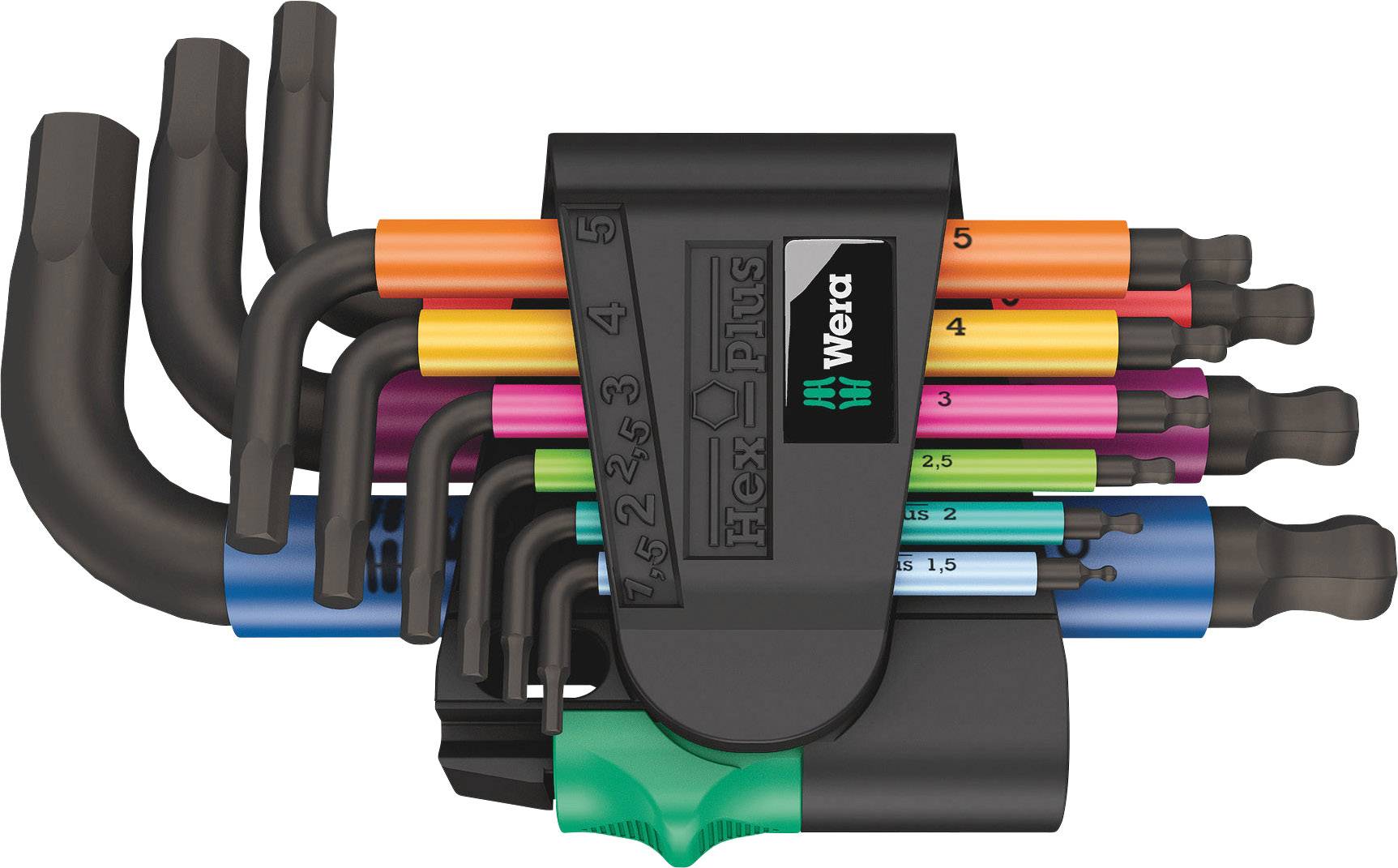 Wera 950/9 Hex-Plus Multicolour 2 wewnętrzny sześciokąt Zestaw kluczy trzpieniowych 1.5 mm, 2 mm, 2.5 mm, 3 mm, 4 mm, 5 - obrazek 1