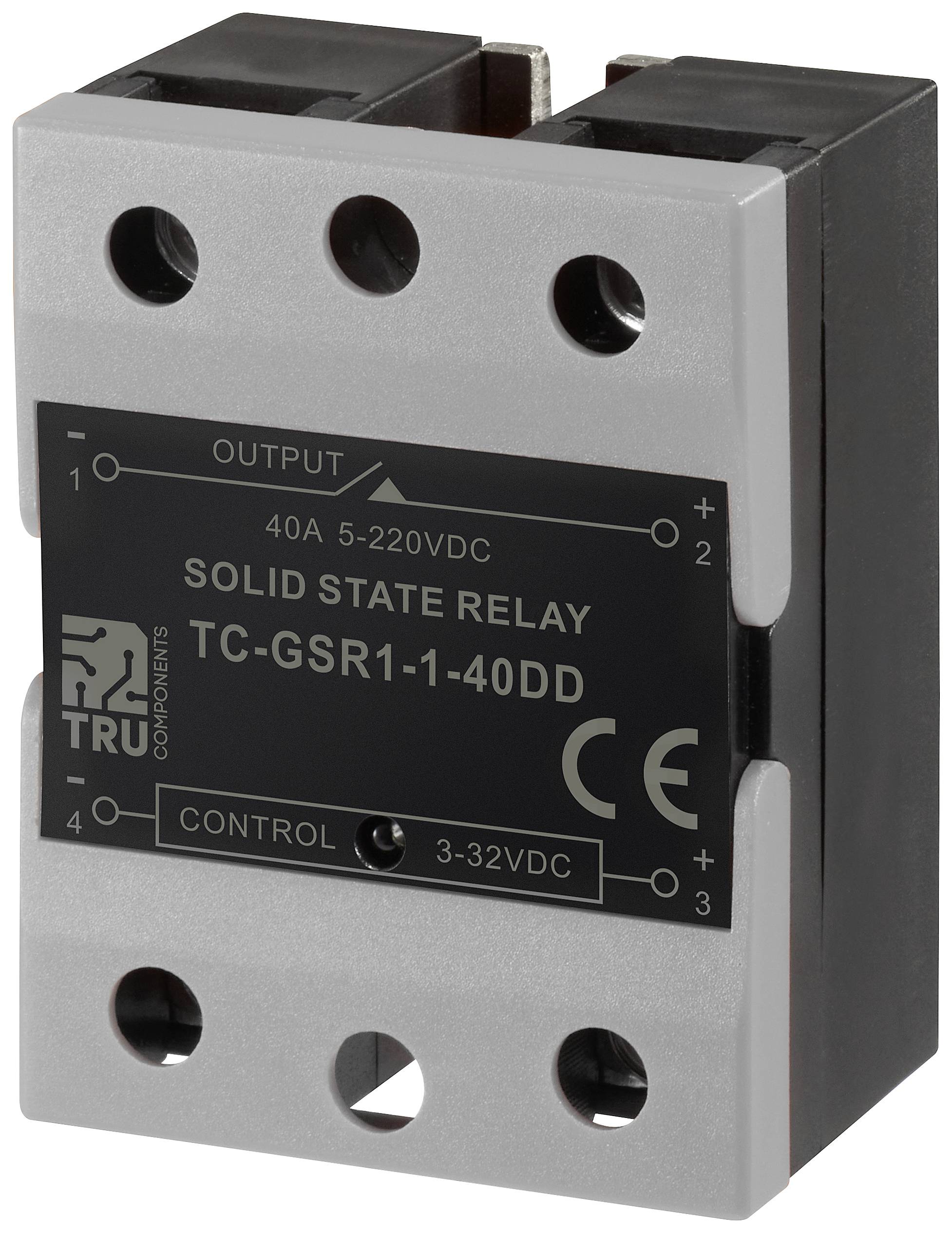 TRU COMPONENTS Przekaźnik SSR TC-GSR-1-40DD 40 A Maksymalne napięcie przełączania: 220 V/DC Obwód prądu stałego 1 szt. - obrazek 1