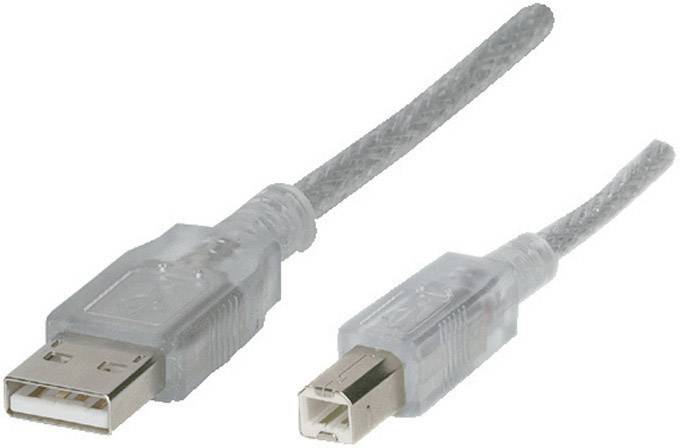 Renkforce Kabel USB USB 2.0 Złącze męskie USB-A, Złącze męskie USB-B 1.80 m przeźroczysty podwójne ekranowanie RF-453814 - obrazek 1
