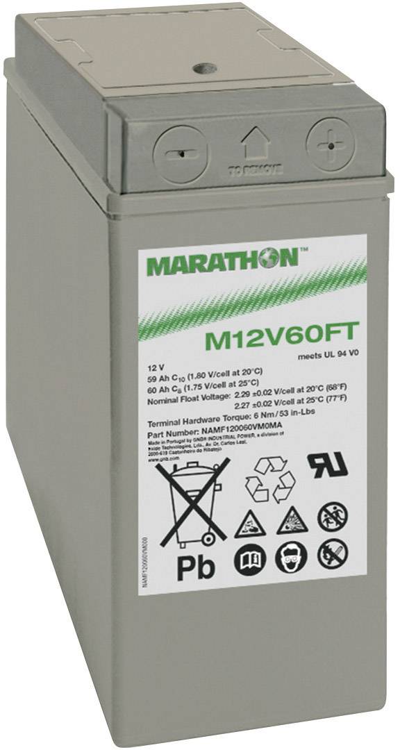 Akumulator ołowiowy GNB Marathon EXIM12V60FTV0 NAMF120060VM0FB, AGM, 12 V, 59 Ah - obrazek 1