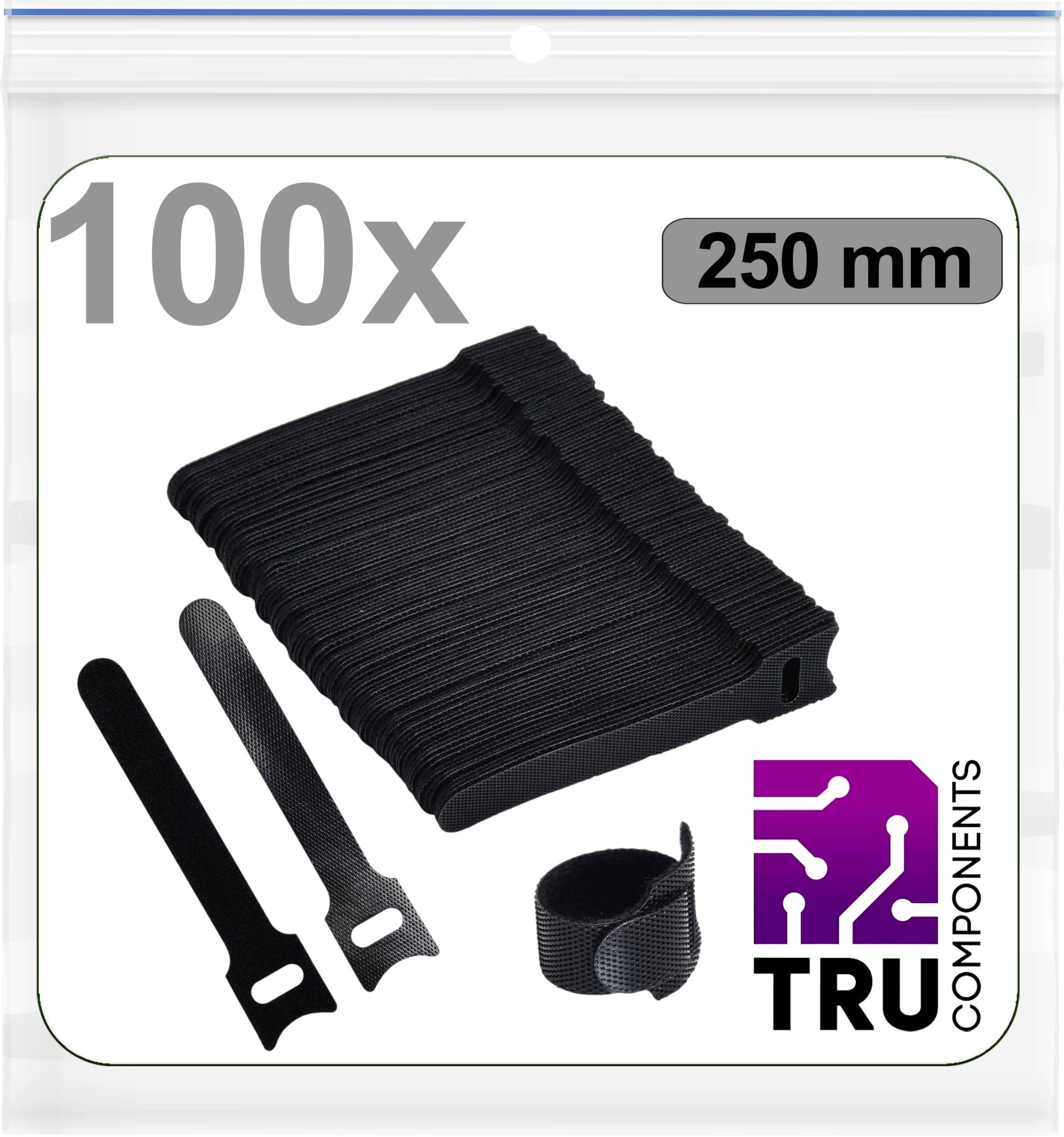 Opaska kablowa na rzepy TRU COMPONENTS T24CA097 TC-13377448, (D x S) 250 mm x 12 mm, 100 szt. - obrazek 1