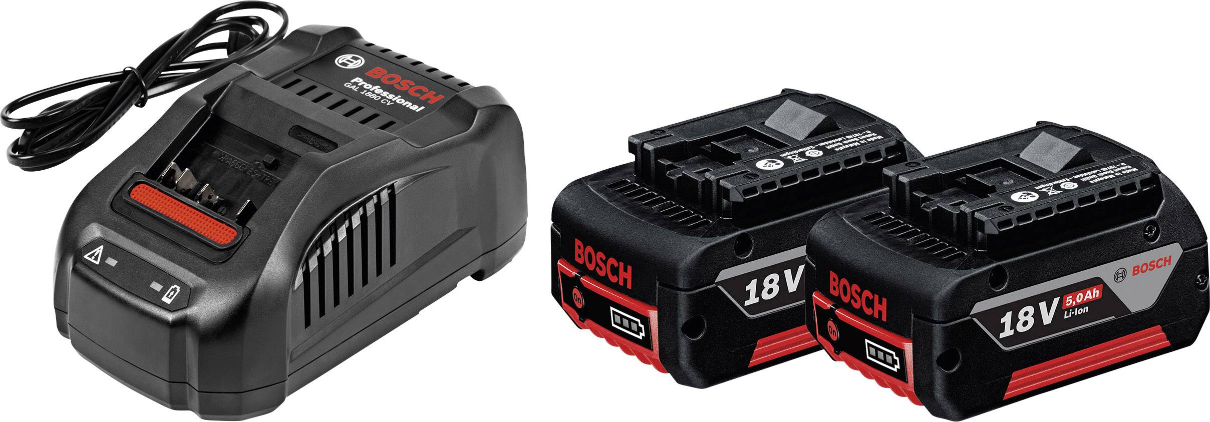 Bosch Professional 1600A00B8J GBA + GAL 1880 CV Ładowarka i akumulator do elektronarzędzi 18 V 5 Ah Li-Ion - obrazek 1