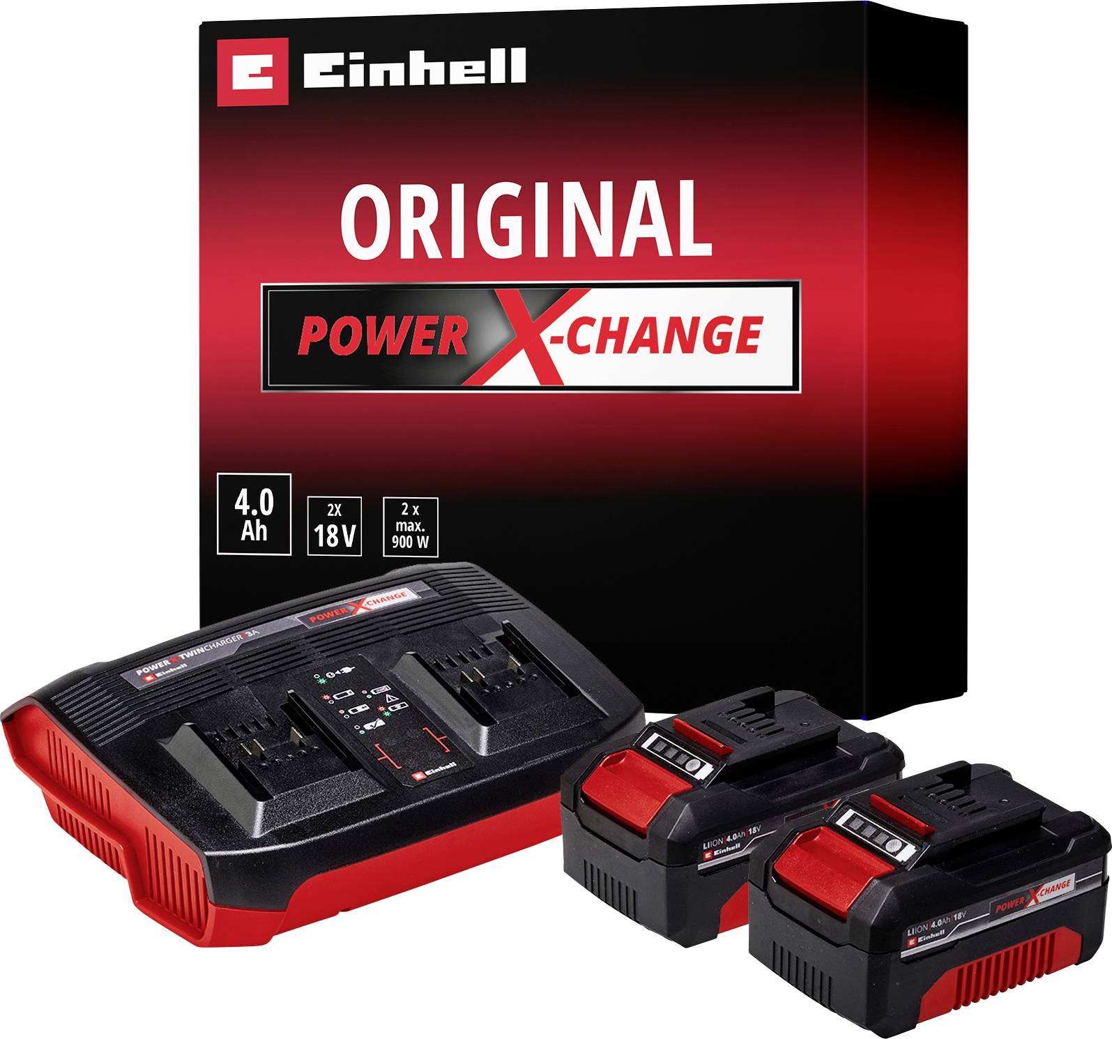 Einhell 4512112 Power X-Change PXC-Starter-Kit 2x 4,0Ah & Twincharger Kit Ładowarka i akumulator do elektronarzędzi 18 V - obrazek 1