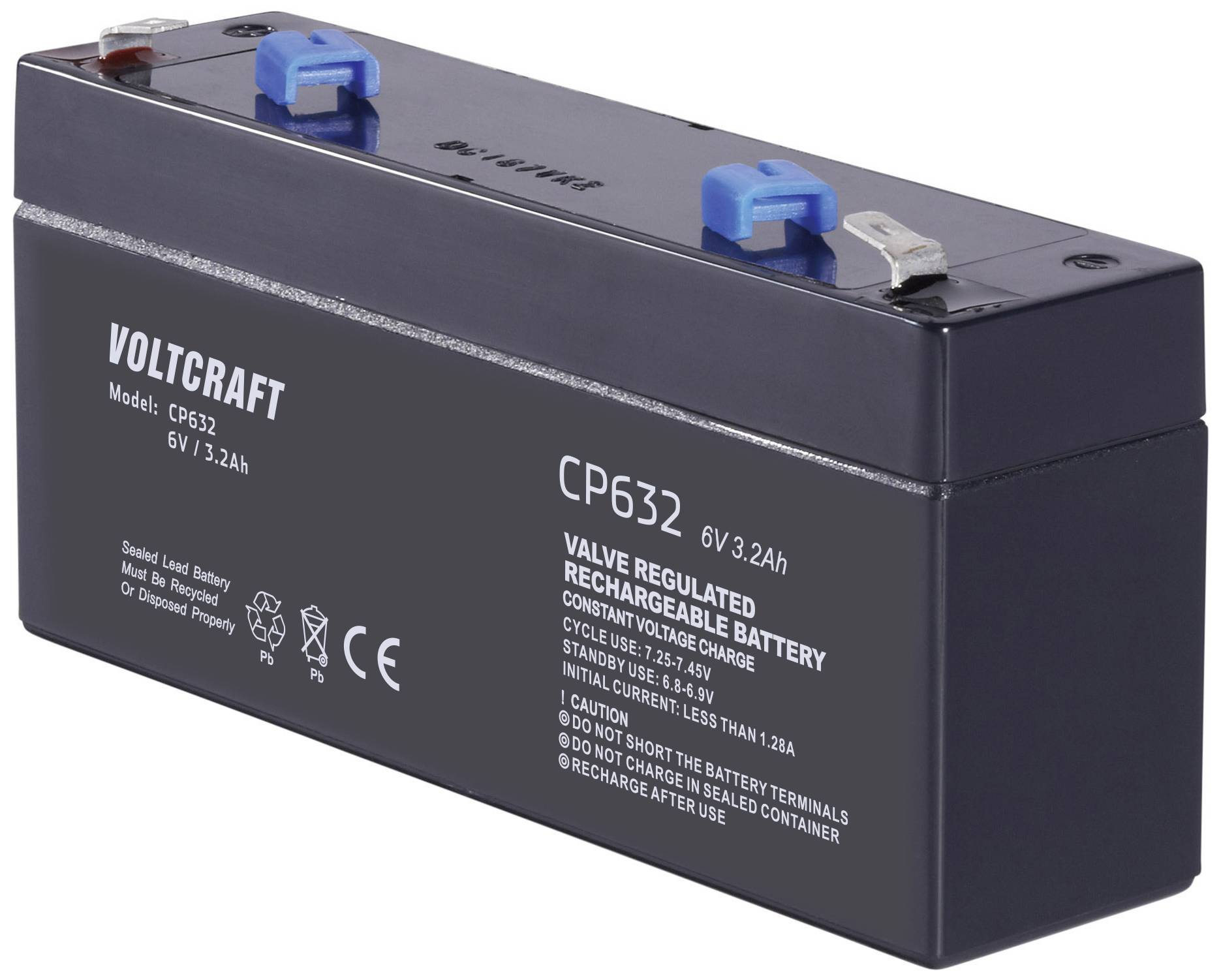 Akumulator ołowiowy VOLTCRAFT CE6V/3,2Ah VC-12713935, AGM, 6 V, 3.2 Ah - obrazek 1
