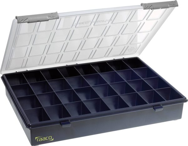 raaco Assorter 4-32 Skrzynka (D x S x W) 338 x 260 x 57 mm Ilość przegród: 32 stały podział pudełko Opis 1 szt.