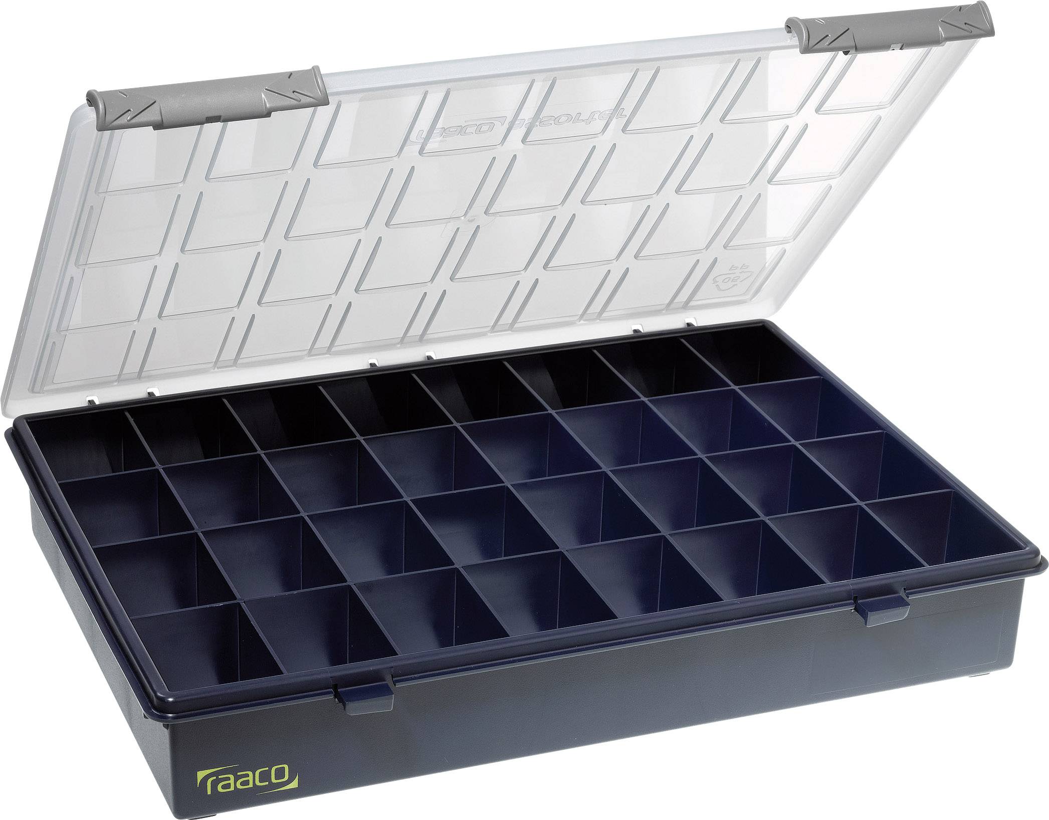 raaco Assorter 4-32 Skrzynka (D x S x W) 338 x 260 x 57 mm Ilość przegród: 32 stały podział pudełko Opis 1 szt. - obrazek 1