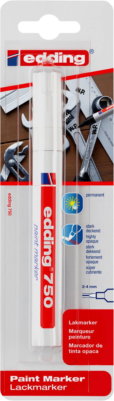 Edding Lackmarker 4-750-1-4049 Marker do lakieru biały 2 mm, 4 mm