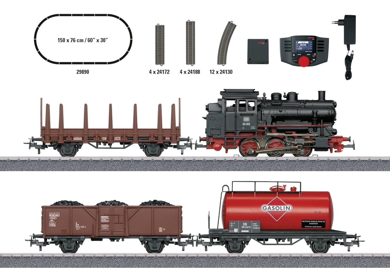 Pociąg towarowy Märklin 29890 Cyfrowy zestaw startowy H0 do pociągu towarowego z BR 89.0 - obrazek 1