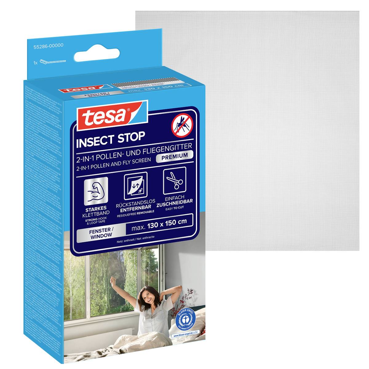 tesa 55286-00000-00 Ekran pyłkowy (S x W) 1300 mm x 1500 mm antracytowy 1 szt. - obrazek 1