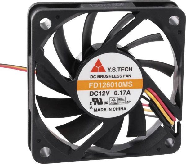 YS TECH FD126010MS(1F5) Wentylator osiowy 12 V/DC 35.7 m³/h (D x S x W) 60 x 60 x 10 mm