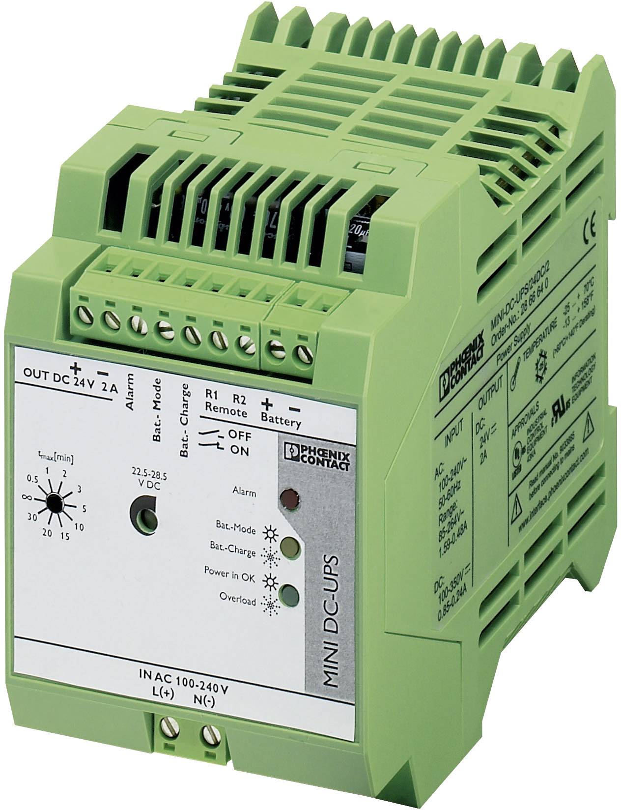 Zasilacz UPS na szynę DIN Phoenix Contact MINI-DC-UPS/24DC/2, 24 V/DC, 85 - 264 V/AC/90 - 350 V/DC, 3 A - obrazek 1