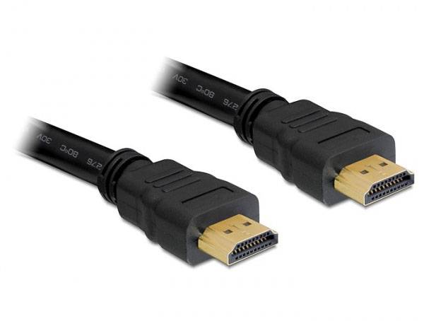 Delock HDMI kabel Wtyczka HDMI-A 10 m czarny 82709 konstrukcja okrągła, 4K UHD, styki pozłacane , konstrukcja skręcana K - obrazek 1