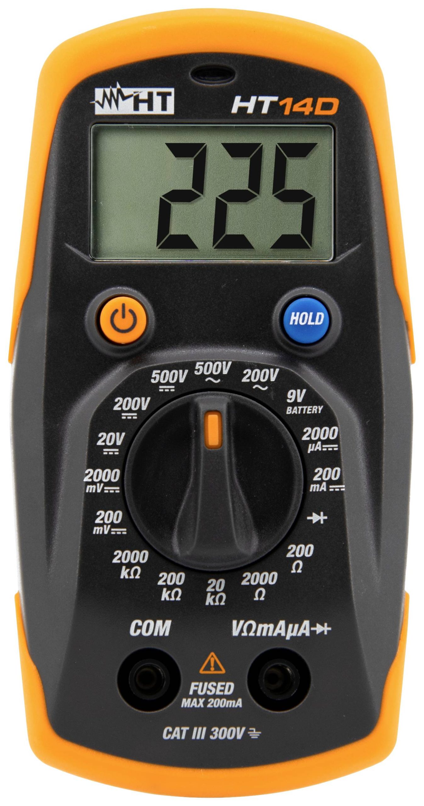 HT Instruments HT14D Multimetr cyfrowy CAT II 600 V, CAT III 300 V Wyświetlane liczby: 2000 - obrazek 1