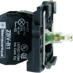 Pomocniczy element stykowy z LED Schneider Electric Harmony ZB5AVB1, 24 V/DC/AC, biały Pomocniczy element stykowy z LED Schneider Electric Harmony ZB5AVB1, 24 V/DC/AC, biały