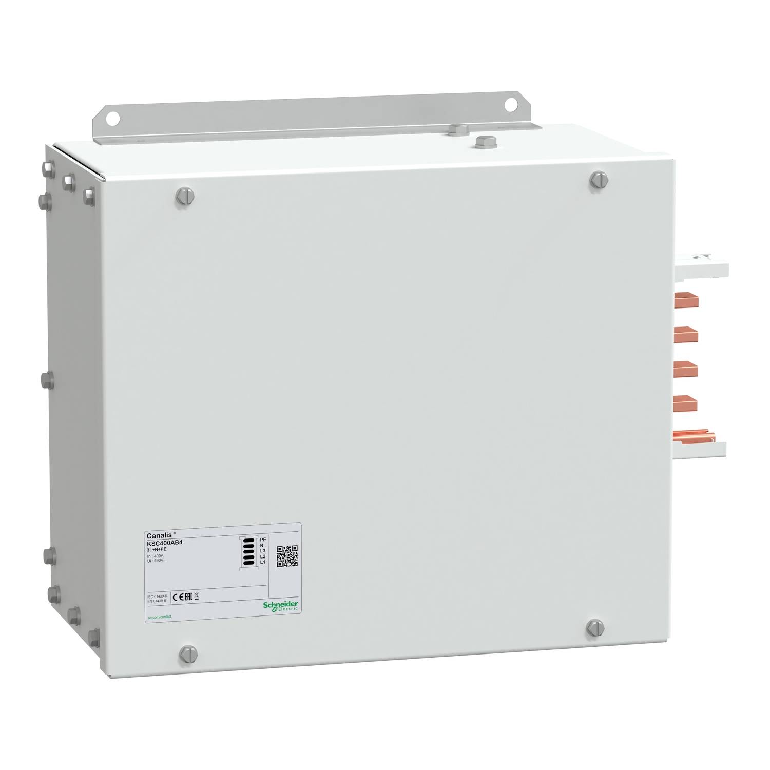 Schneider Electric KSA250AB4 Zasilanie końcowe KSA, 250A, montaż lewy + prawy Jednostka końcowa podajnika biały 1 szt. - obrazek 1
