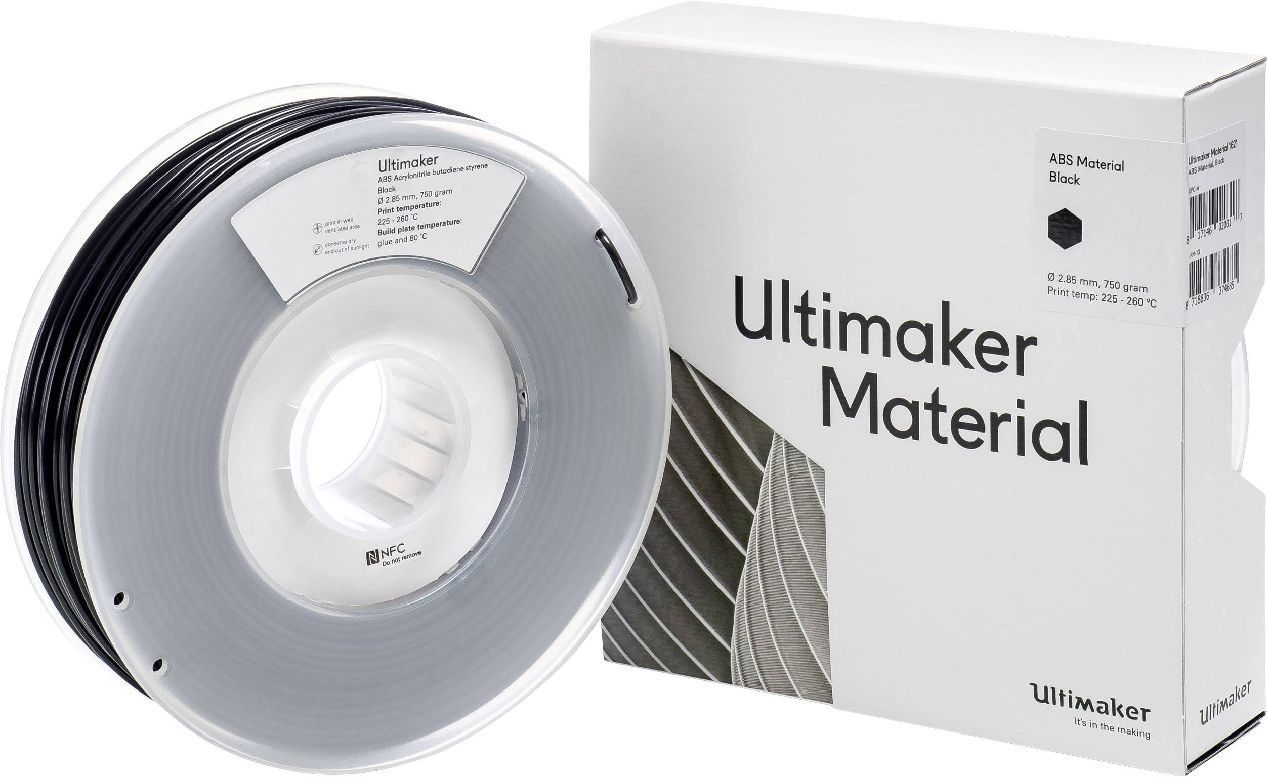 Filament do drukarek 3D ABS UltiMaker M2560 Black 750, Średnica filamentu: 2.85 mm, 750 g, czarny - obrazek 1