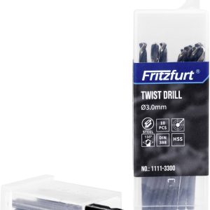 FRITZFURT 1111-3300 HSS-G Wiertło kręte do metalu 10 szt. 3 mm Długość całkowita 61 mm odporny na korozję DIN 338 uchwyt FRITZFURT 1111-3300 HSS-G Wiertło kręte do metalu 10 szt. 3 mm Długość całkowita 61 mm odporny na korozję DIN 338 uchwyt