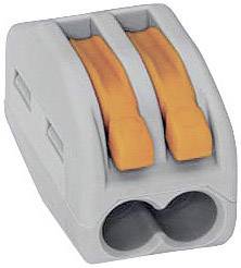 WAGO 222-412 222 Złącze zaciskowe elastyczny: 0.08-4 mm² stała: 0.08-2.5 mm² Ilość styków: 2 10 szt. szary, pomarańczowy