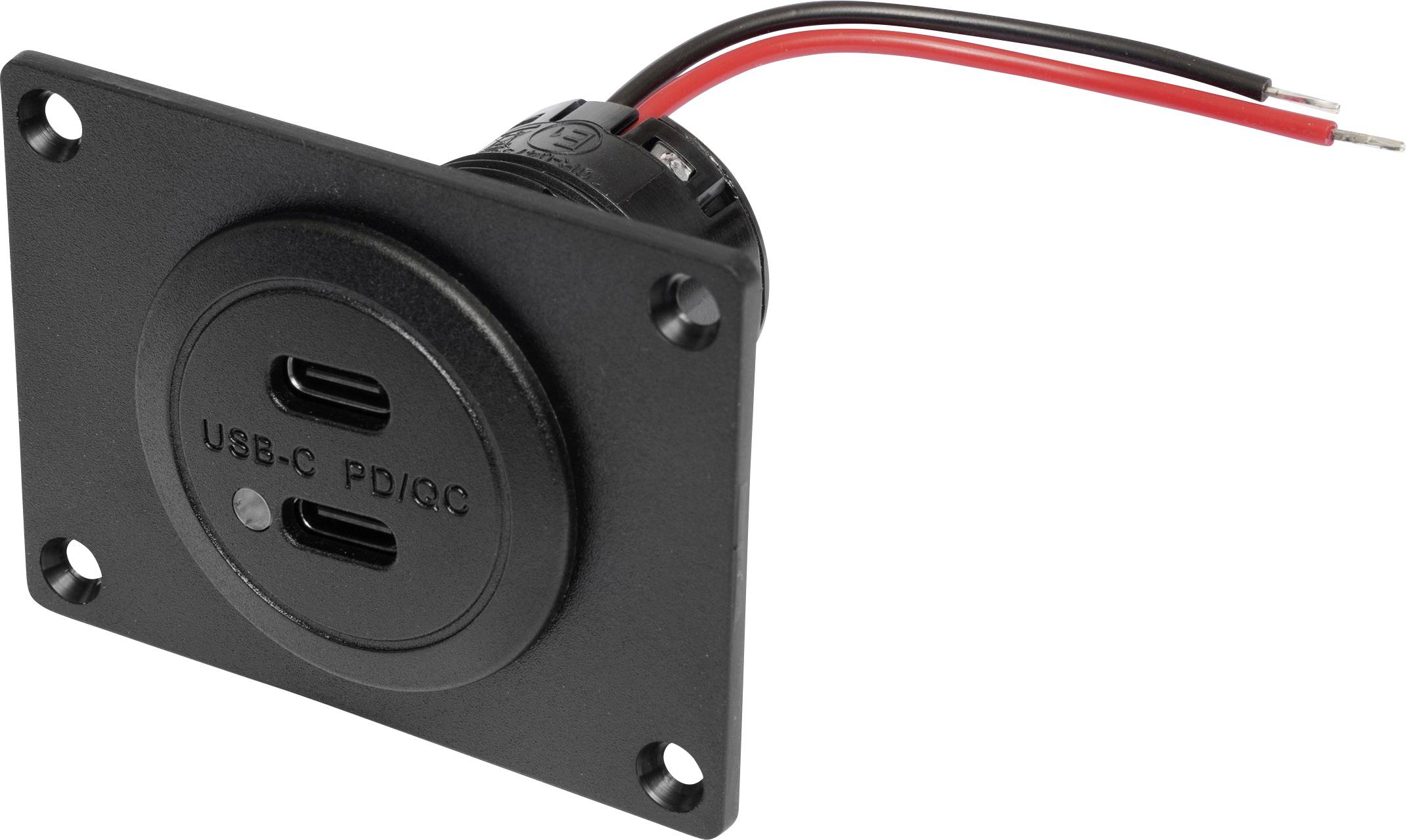 Gniazdo zasilające USB-C podwójne PD/QC z diodą LED + płytka montażowa ProCar Power USB-C Doppelsteckdose PD/QC mit LED - obrazek 1