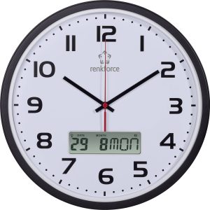 Renkforce HD-WRCL135 Sterowany radiowo Zegar ścienny 32 cm x 45 mm czarny Renkforce HD-WRCL135 Sterowany radiowo Zegar ścienny 32 cm x 45 mm czarny
