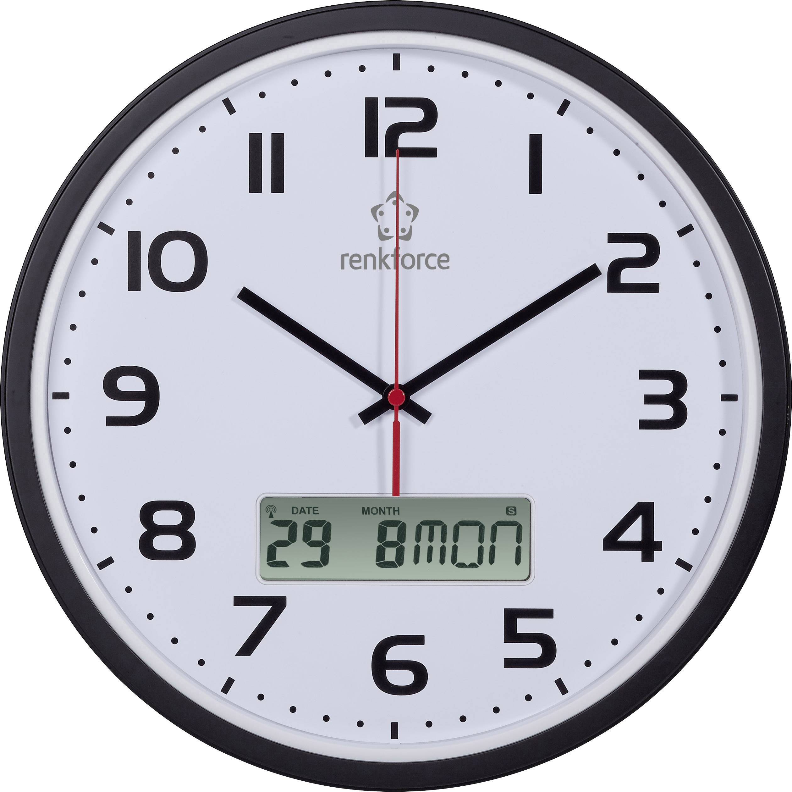 Renkforce HD-WRCL135 Sterowany radiowo Zegar ścienny 32 cm x 45 mm czarny - obrazek 1