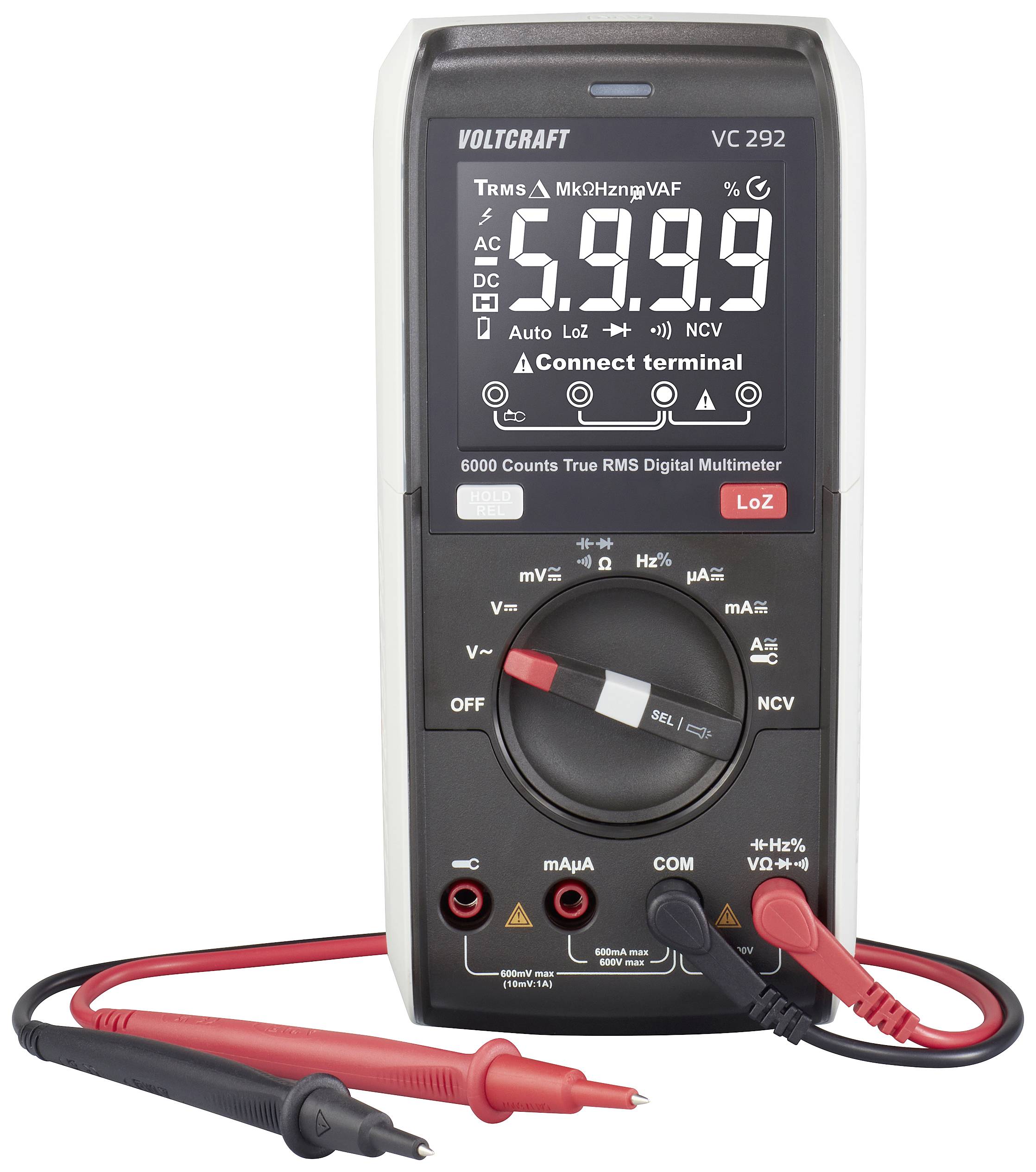 VOLTCRAFT VC292 Multimetr cyfrowy True RMS LoZ CAT III 600 V Wyświetlane liczby: 6000 - obrazek 1