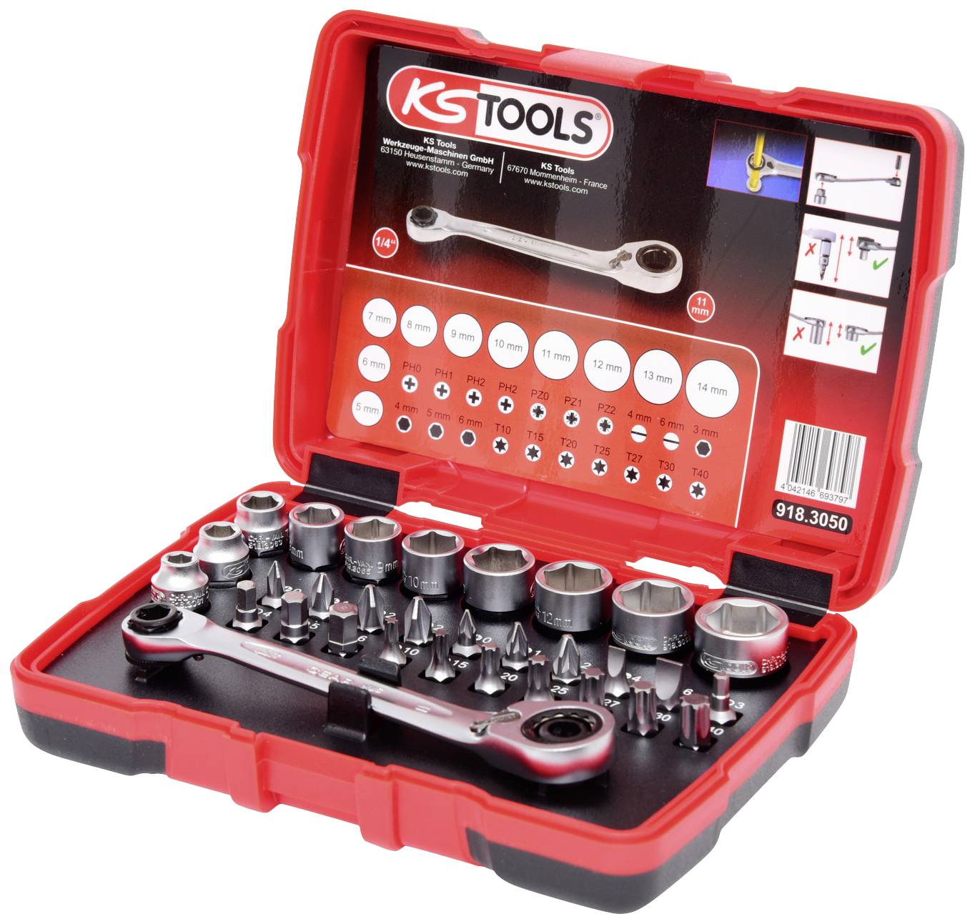 Zestaw kluczy nasadowych KS Tools 918.3050 918.3050 1/4" (6,3 mm) - obrazek 1