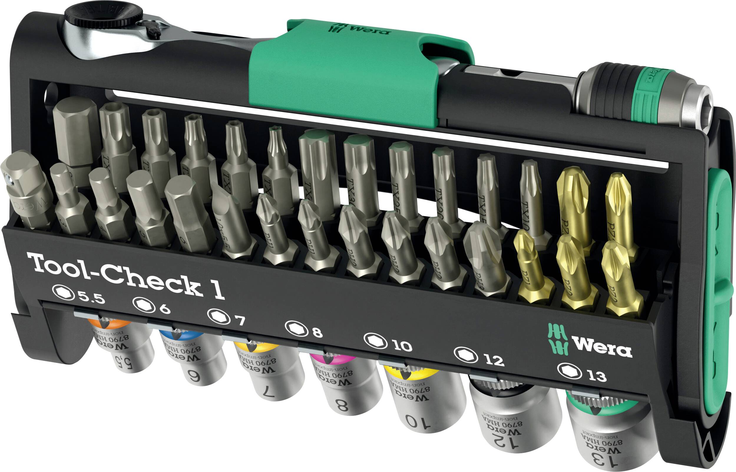 Bity Wera Tool-Check 1 05049050001 1 szt. płaski, krzyżakowy Phillips, krzyżakowy Pozidriv, wewnętrzny sześciokąt, TORX - obrazek 1
