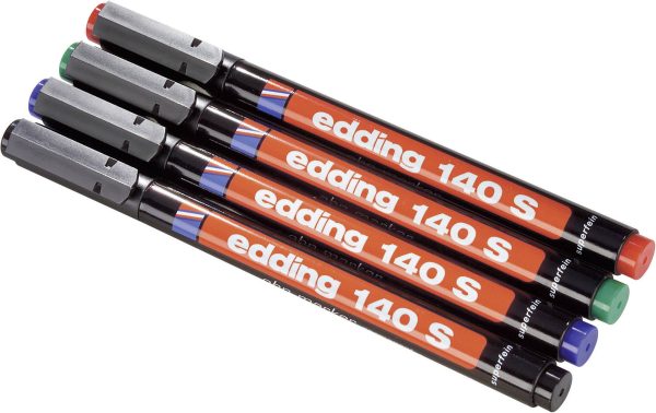 Edding 140 S 4-140-4 Długopis foliowy czarny, czerwony, niebieski, zielony Wodoodporny: Tak
