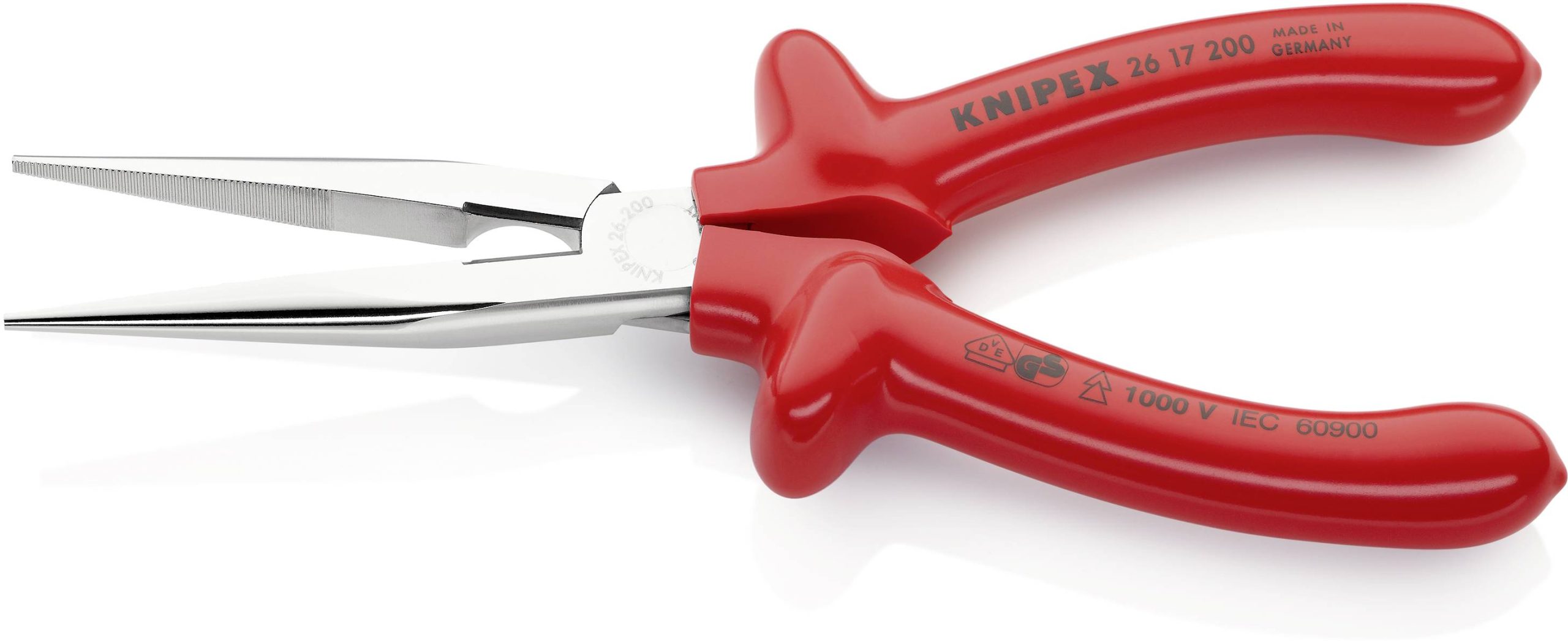 Knipex 26 17 200 VDE Szczypce płaskie, okrągłe proste stal elektrotechniczna wanadowa 200 mm - obrazek 1