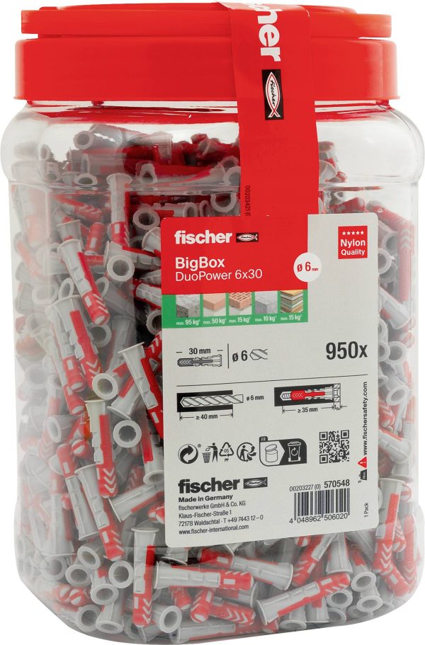 Fischer 570548 DuoPower Zestaw kołków 30 mm 6 mm 950 szt.