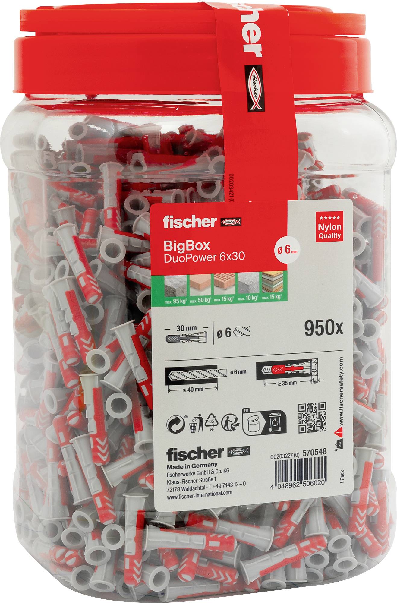 Fischer 570548 DuoPower Zestaw kołków 30 mm 6 mm 950 szt. - obrazek 1