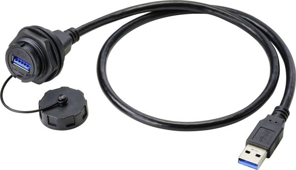 TRU COMPONENTS Gniazdo panelowe USB 3.0 typu A złącze żeńskie do wbudowania50cm IP67Zawartość: 1 szt.
