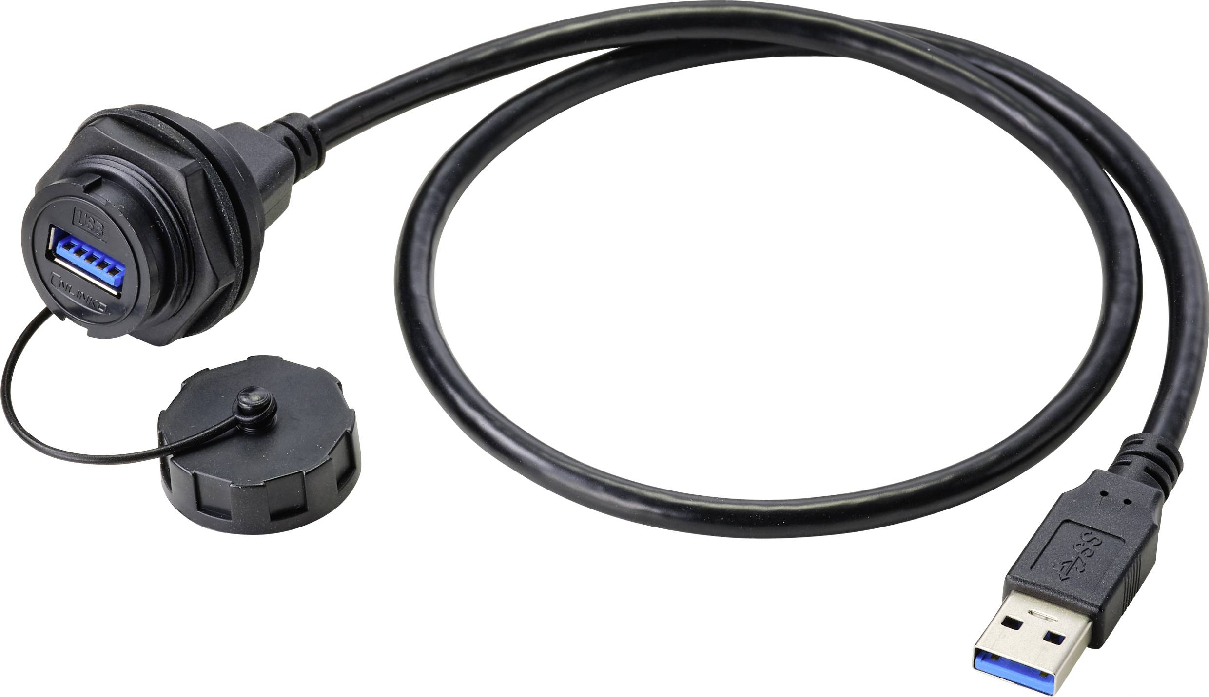 TRU COMPONENTS Gniazdo panelowe USB 3.0 typu A złącze żeńskie do wbudowania50cm IP67Zawartość: 1 szt. - obrazek 1