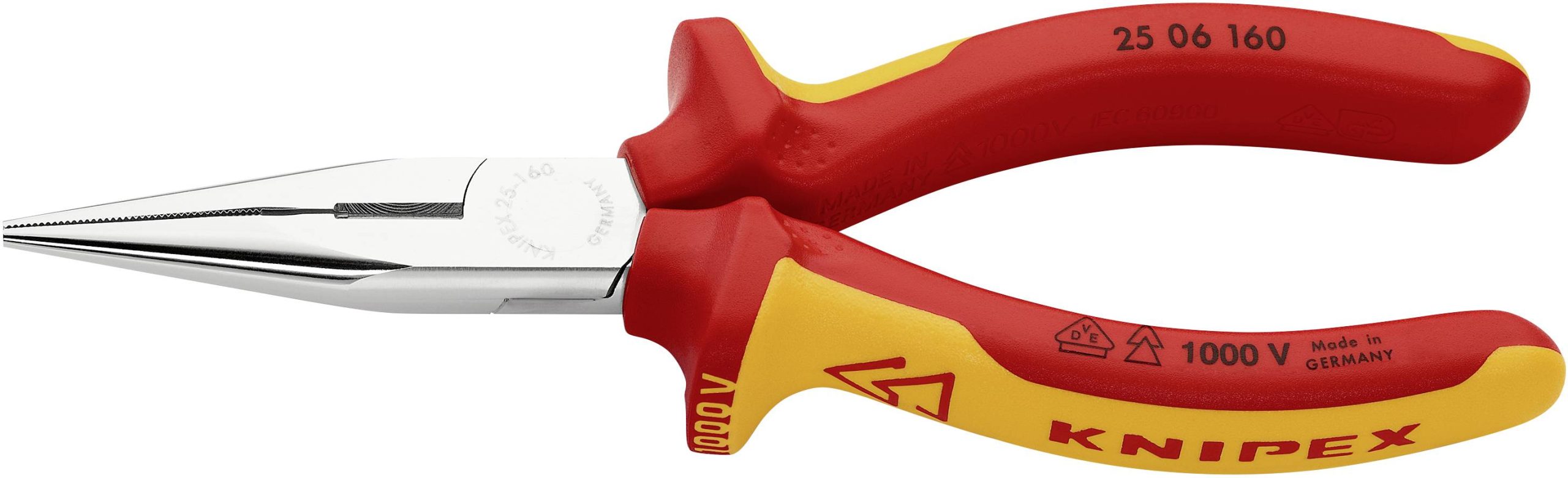 Knipex 25 06 160 VDE Szczypce płaskie, okrągłe proste stal elektrotechniczna chromowo-wanadowa 160 mm - obrazek 1