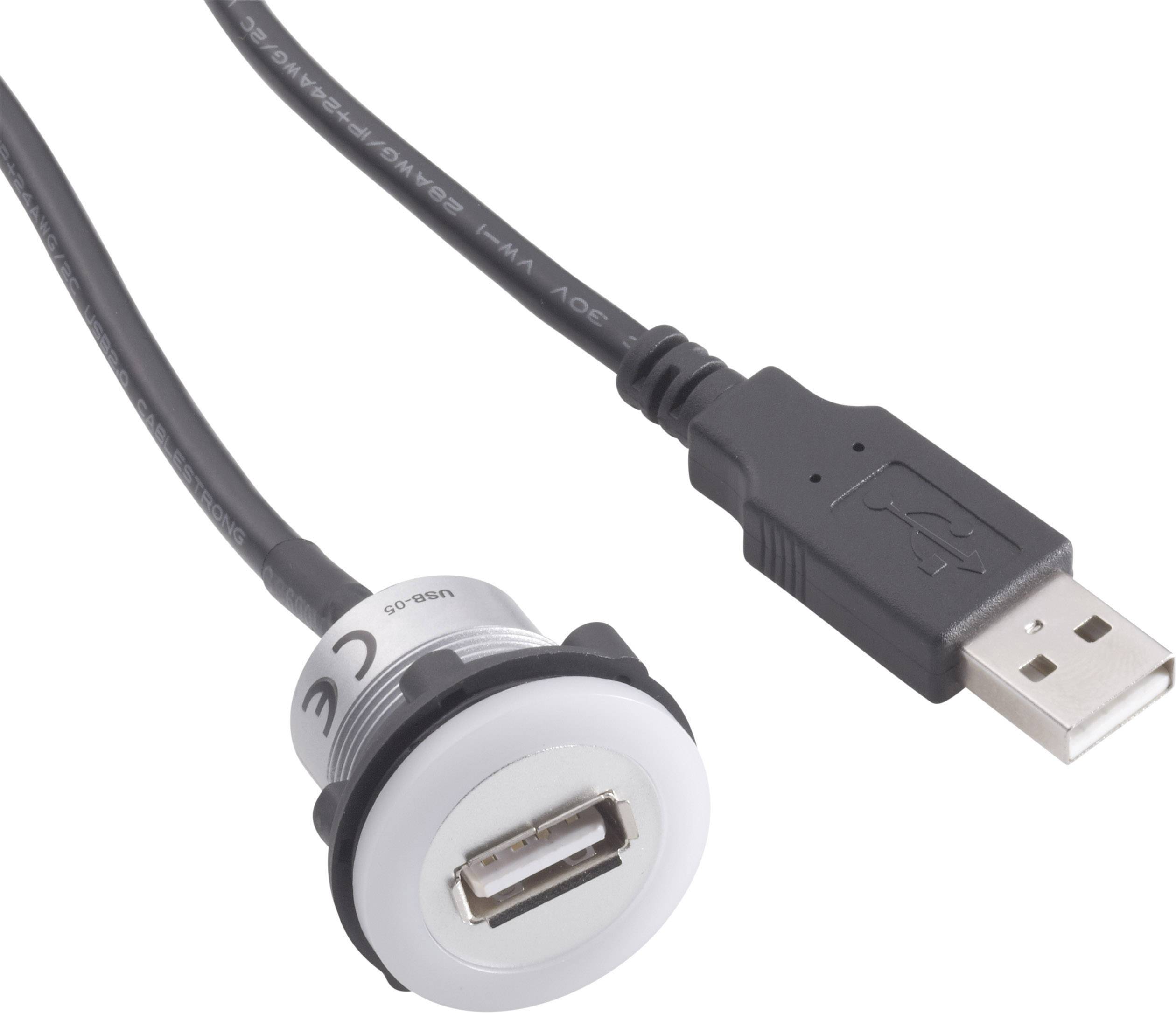 TRU COMPONENTS USB-05 Gniazdo USB 2.0 do zabudowy złącze żeńskie do wbudowania Złącze żeńskie USB typu A podświetlone, n - obrazek 1