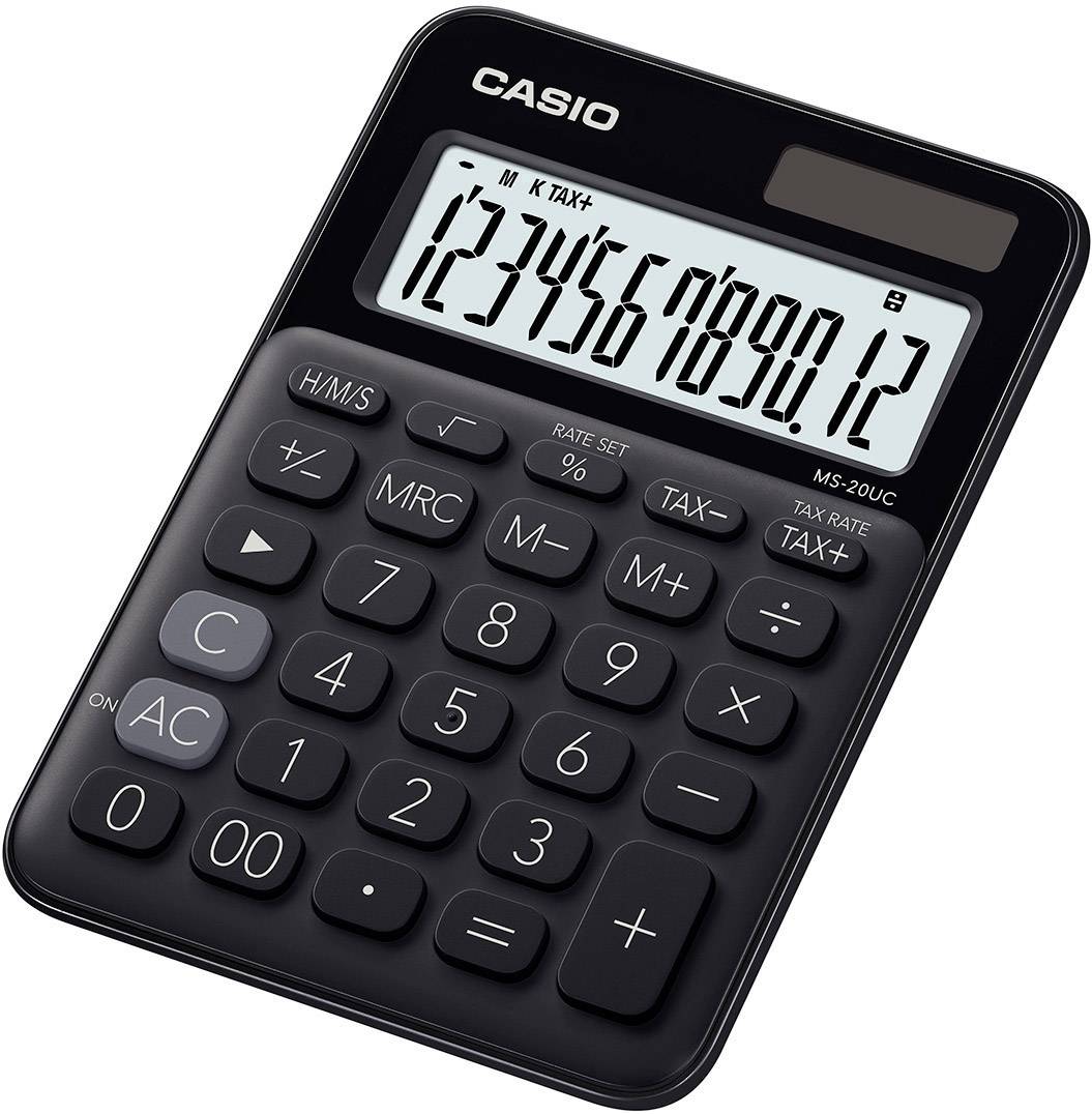 Casio MS-20UC-BK Kalkulator stołowy czarny Wyświetlacz: 12 energią słoneczną, bateryjne (S x W x G) 105 x 23 x 149.5 mm - obrazek 1