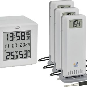 TFA Dostmann TFA.me Starter Set WLAN Gateway ID-01 mit 3 Sendern ID-A3 Radiowy termometr cyfrowy biały 35.8104.02 TFA Dostmann TFA.me Starter Set WLAN Gateway ID-01 mit 3 Sendern ID-A3 Radiowy termometr cyfrowy biały 35.8104.02