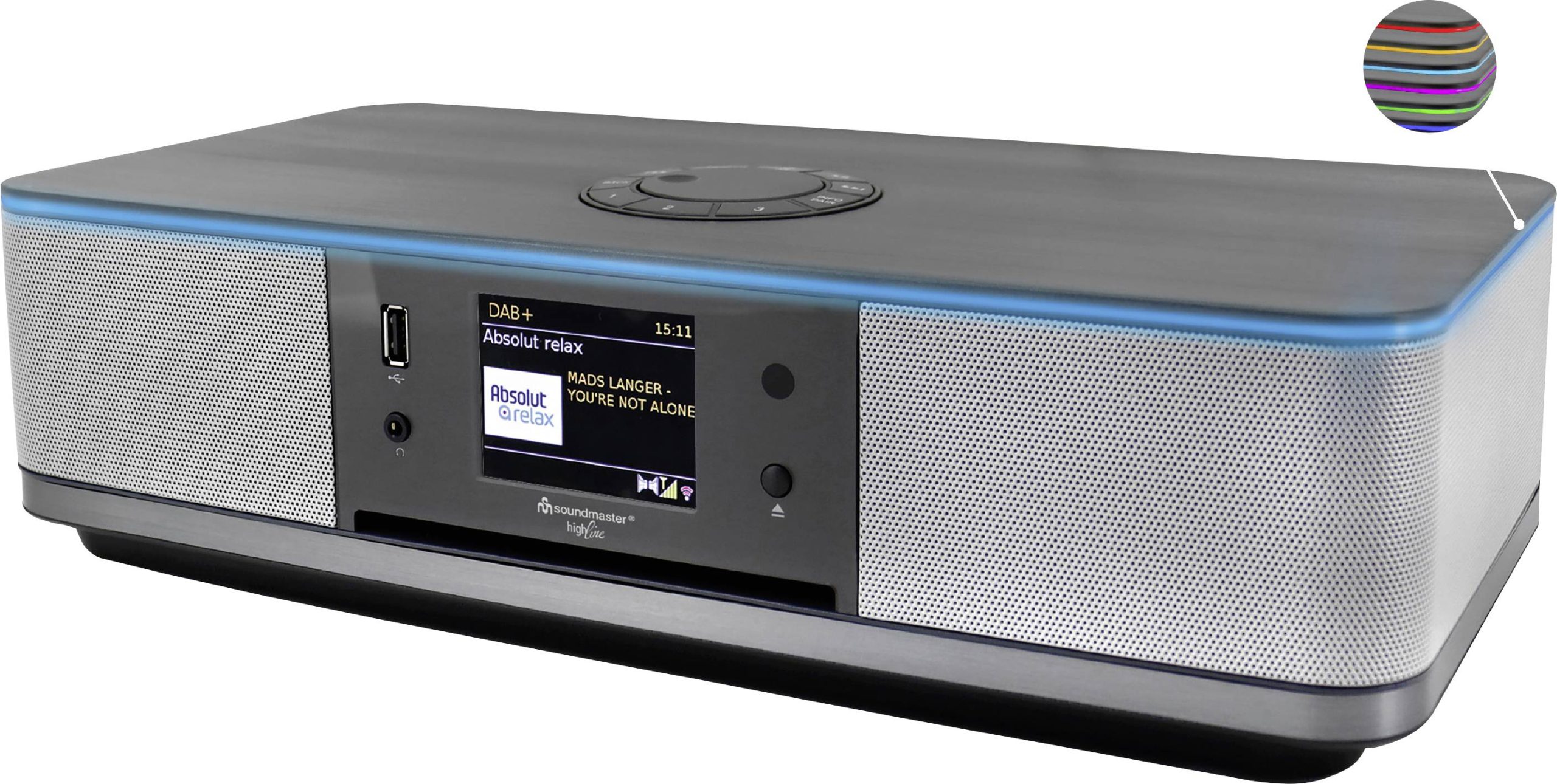 Radio internetowe z odtwarzaczem CD soundmaster ICD2023SW Internet, DAB+, fale metrowe (VHF) obsługa Spotify czarny - obrazek 1