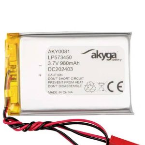 Pakiet akumulatorów Akumulator specjalny, LiPo Akyga LP573450, 3.7 V, 980 mAh Pakiet akumulatorów Akumulator specjalny, LiPo Akyga LP573450, 3.7 V, 980 mAh