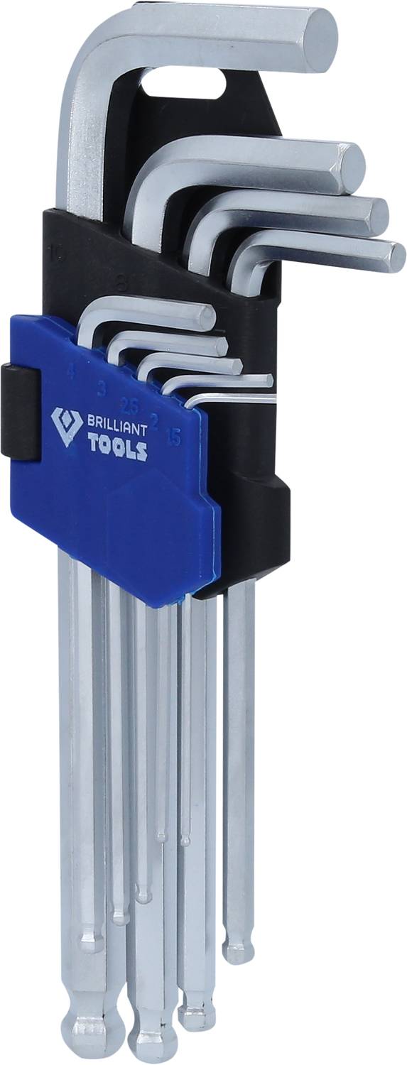 Brilliant Tools BT045009 Zestaw kluczy trzpieniowych 1.5 mm, 2 mm, 2.5 mm, 3 mm, 4 mm, 5 mm, 6 mm, 8 mm, 10 mm 9 szt. - obrazek 1