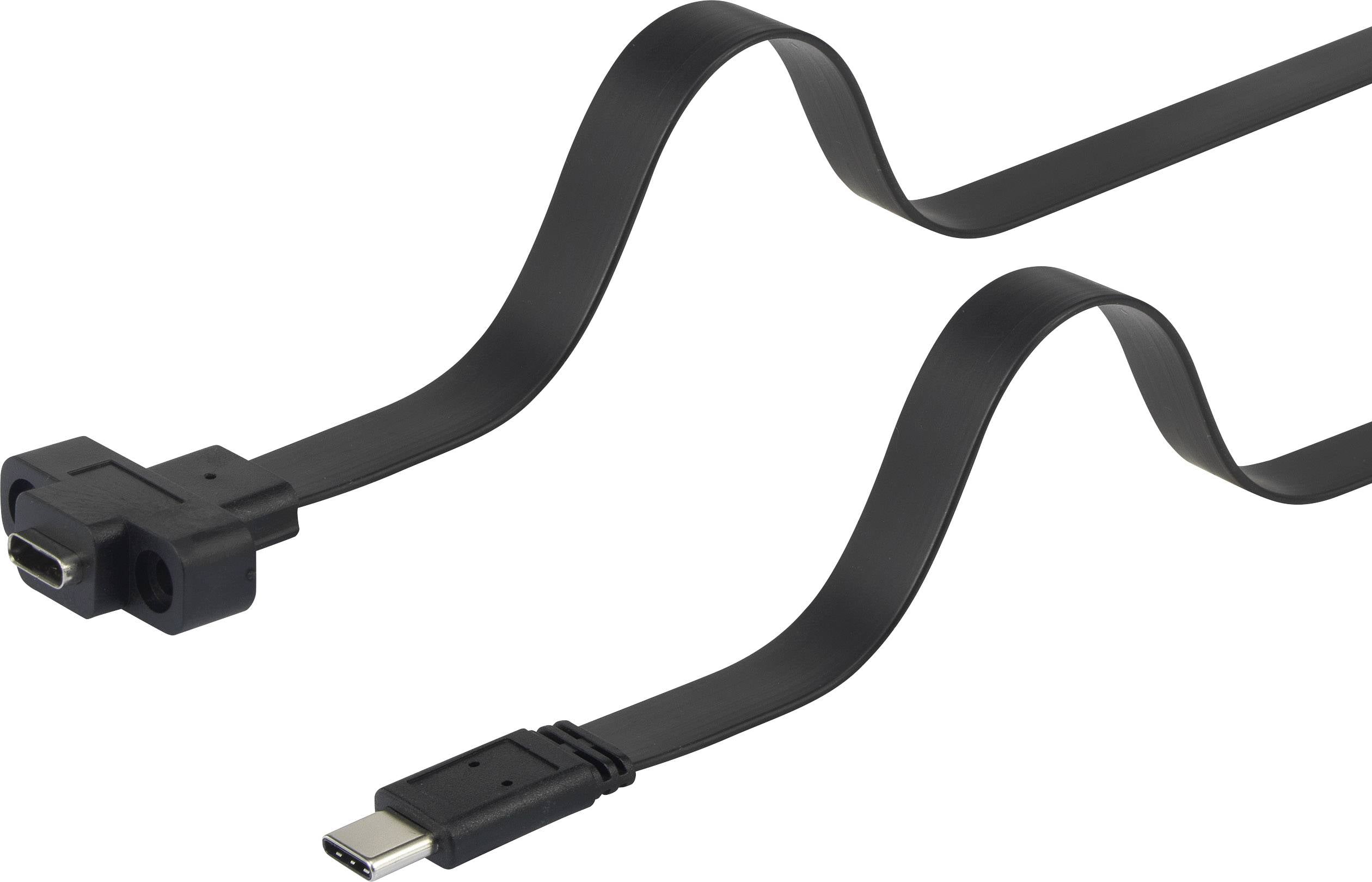 Renkforce Kabel USB USB 3.2 Gen1 Złącze męskie USB-C®, Złącze żeńskie USB-C® 0.50 m czarny ze złączem śrubowym, wysoka e - obrazek 1