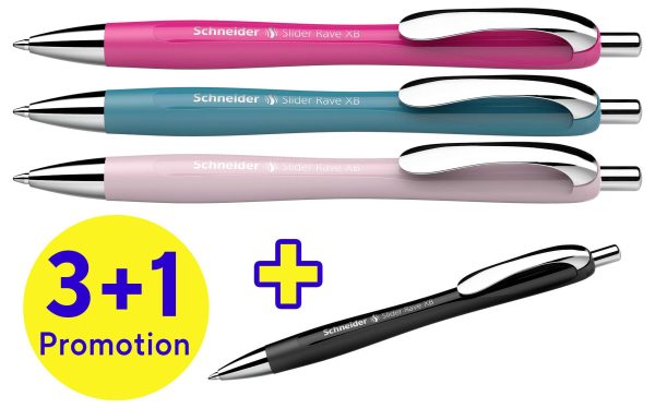 Schneider Schreibgeräte Slider Rave XB 132564 Długopis 0.7 mm Kolor zapisu: niebieski 4 szt.