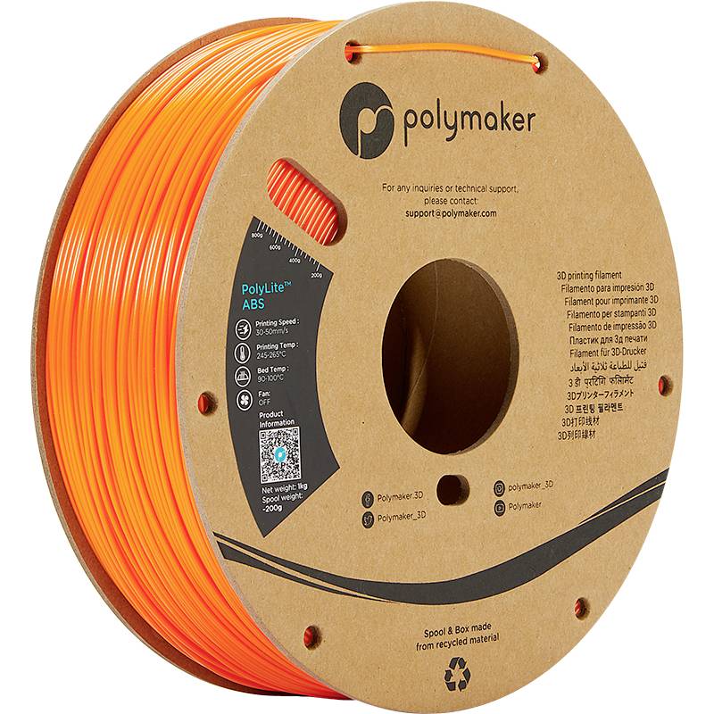 Filament do drukarek 3D ABS Polymaker PE01009, Średnica filamentu: 1.75 mm, 1000 g, pomarańczowy - obrazek 1