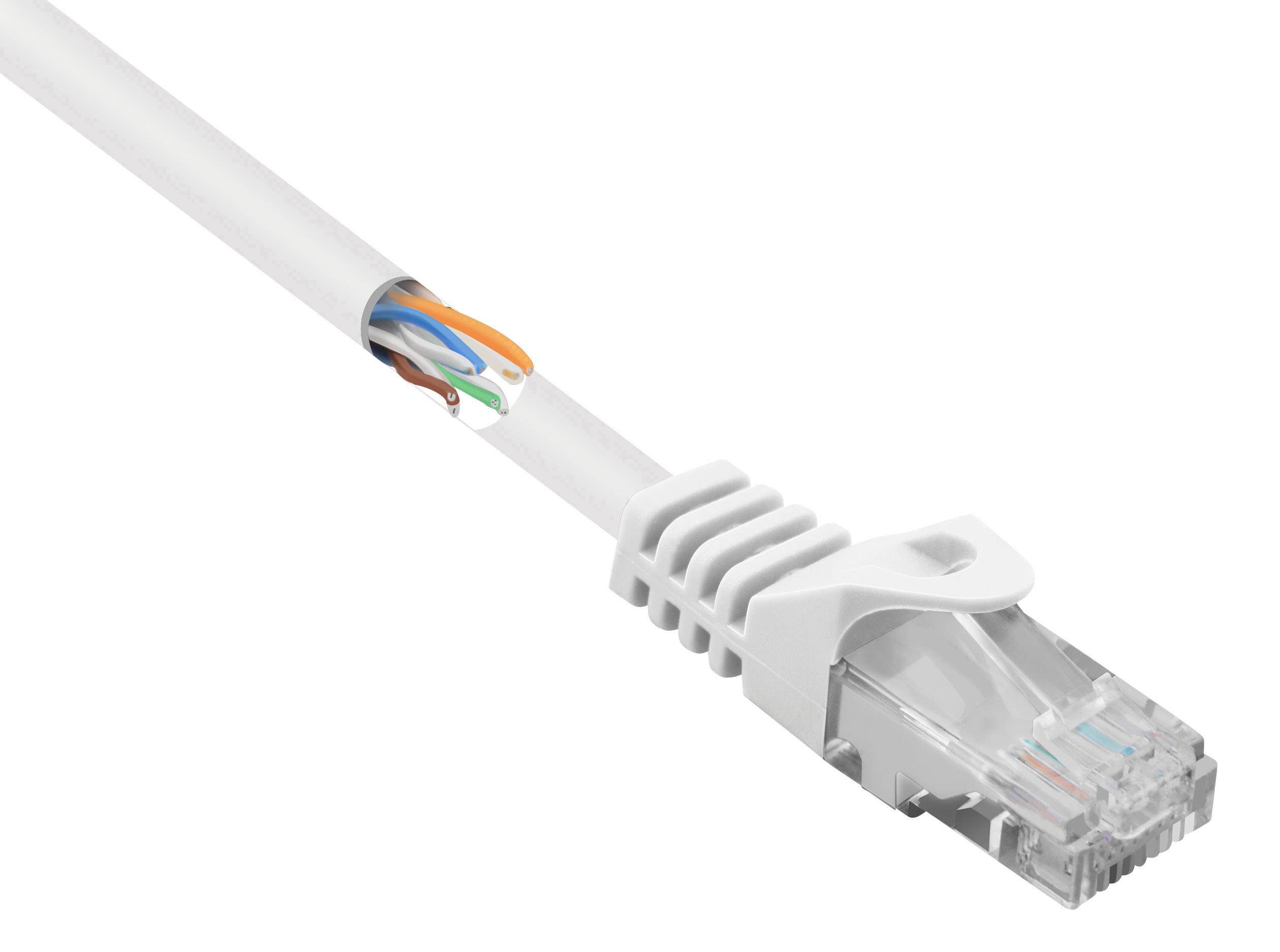 kabel LAN Renkforce RF-5043832, 1 szt., RJ45, CAT 5e, U/UTP, 0.50 m, biały - obrazek 1