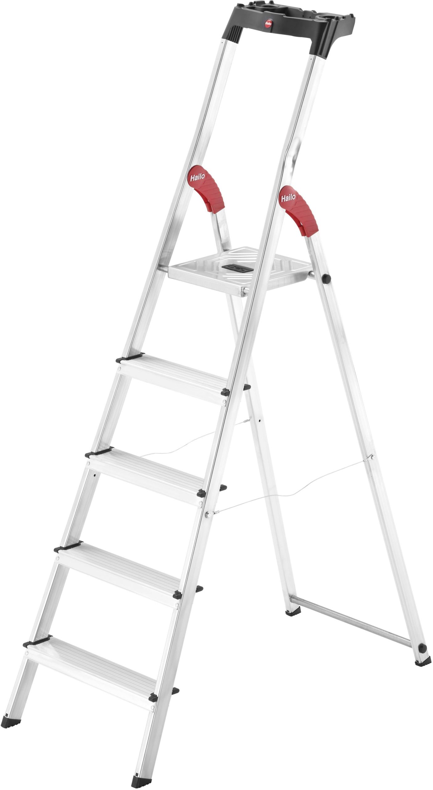 Hailo L60 StandardLine 8160-507 aluminium Drabina składana ze stopniem zaw. wkładkę na narzędzia Maksymalna wysokość rob - obrazek 1