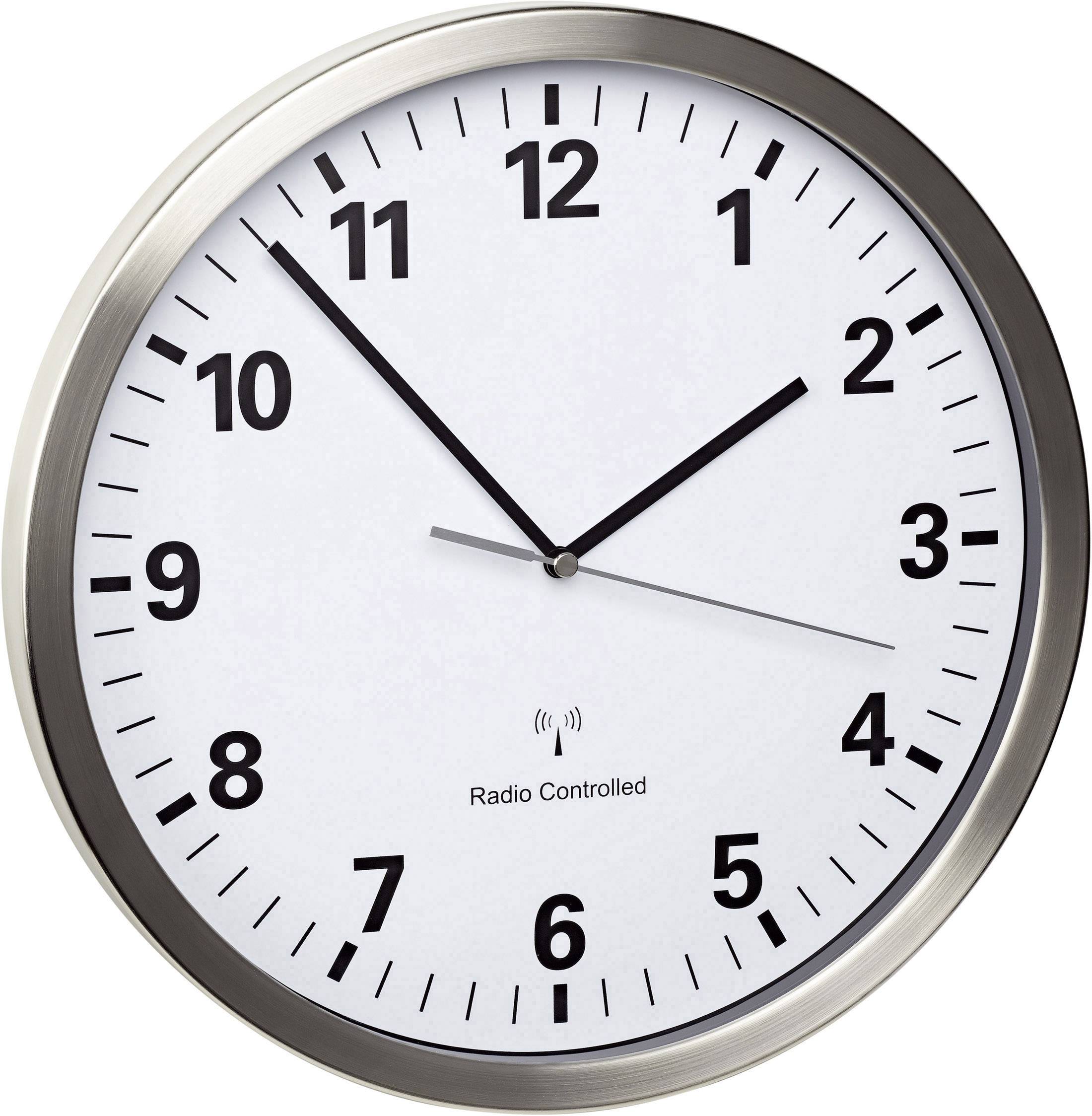 TFA Dostmann 60.3523.02 Sterowany radiowo Zegar ścienny 30.5 cm x 43 mm stali szlachetnej cicha praca mechanizmu, funkcj - obrazek 1
